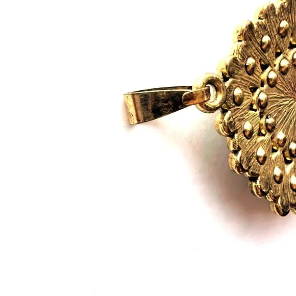 Vintage Peacock Teardrop Pendant, gold plated with beads - Picture 5 of 6